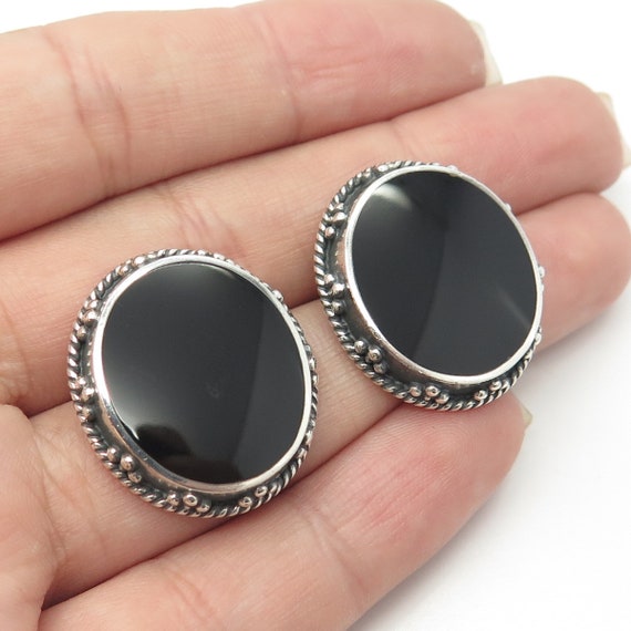 925 Sterling Silver Vintage WOODS Real Black Onyx… - image 1