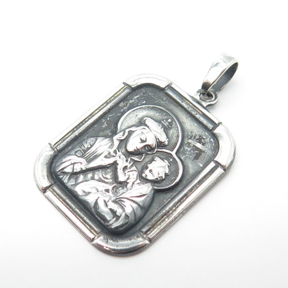925 Sterling Silver Vintage Mother and Baby Jesus… - image 5