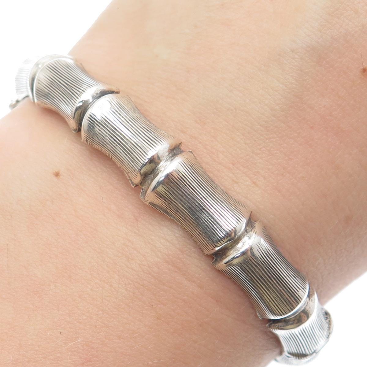 アクセサリー Sterling Silver Bamboo Bangle Vintage Bamboo Bangle Bracelet, Vintage Sterling Silver 1970s Bangle