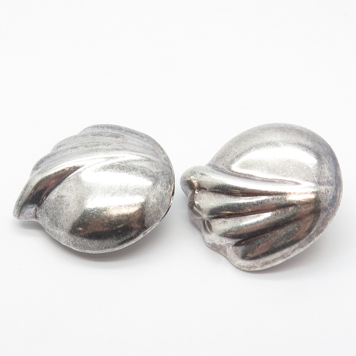 925 Sterling Silver Vintage Shell Clip on Earrings - Etsy