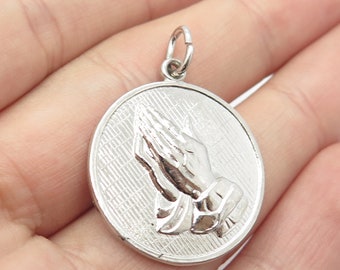 925 Sterling Silver Vintage Forstner Hands in Prayer Pendant