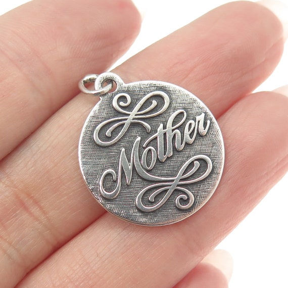 925 Sterling Silver Vintage "Mother" Round Charm P