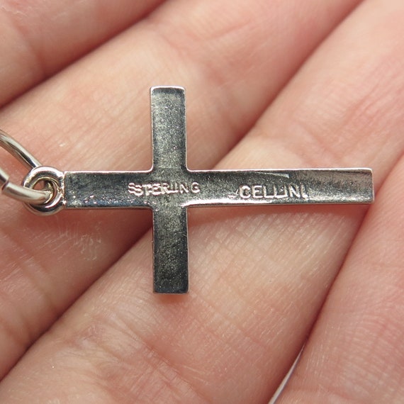925 Sterling Silver Vintage Cellini C Z Center Cross Pendant - Etsy