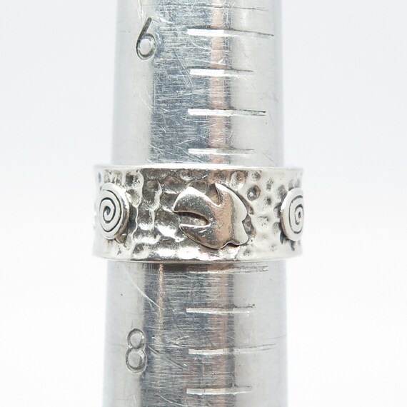 925 Sterling Silver Vintage Peace Band Ring Size … - image 7