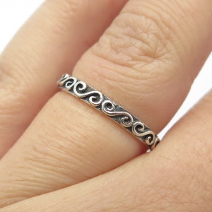 925 Sterling Silver Vintage Swirl Band Ring Size 5.5