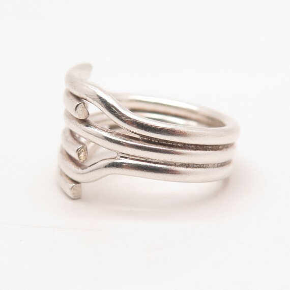 925 Sterling Silver Vintage Modernist Ring Size 6 - image 4