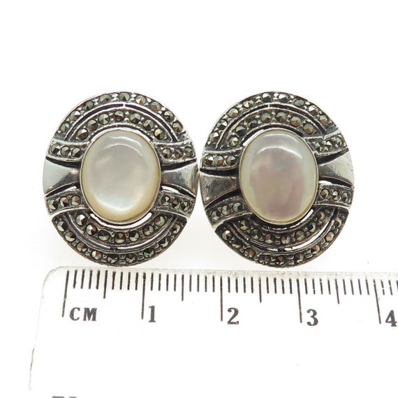 925 Sterling Silver Vintage Real Mother-of-Pearl … - image 3