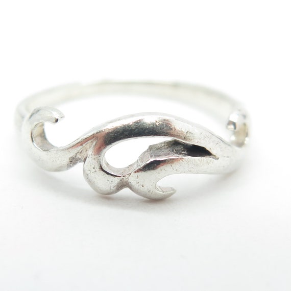 925 Sterling Silver Vintage Modernist Wavy Ring S… - image 3