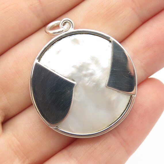 925 Sterling Silver Vintage Mother-of-pearl Pendant - Etsy