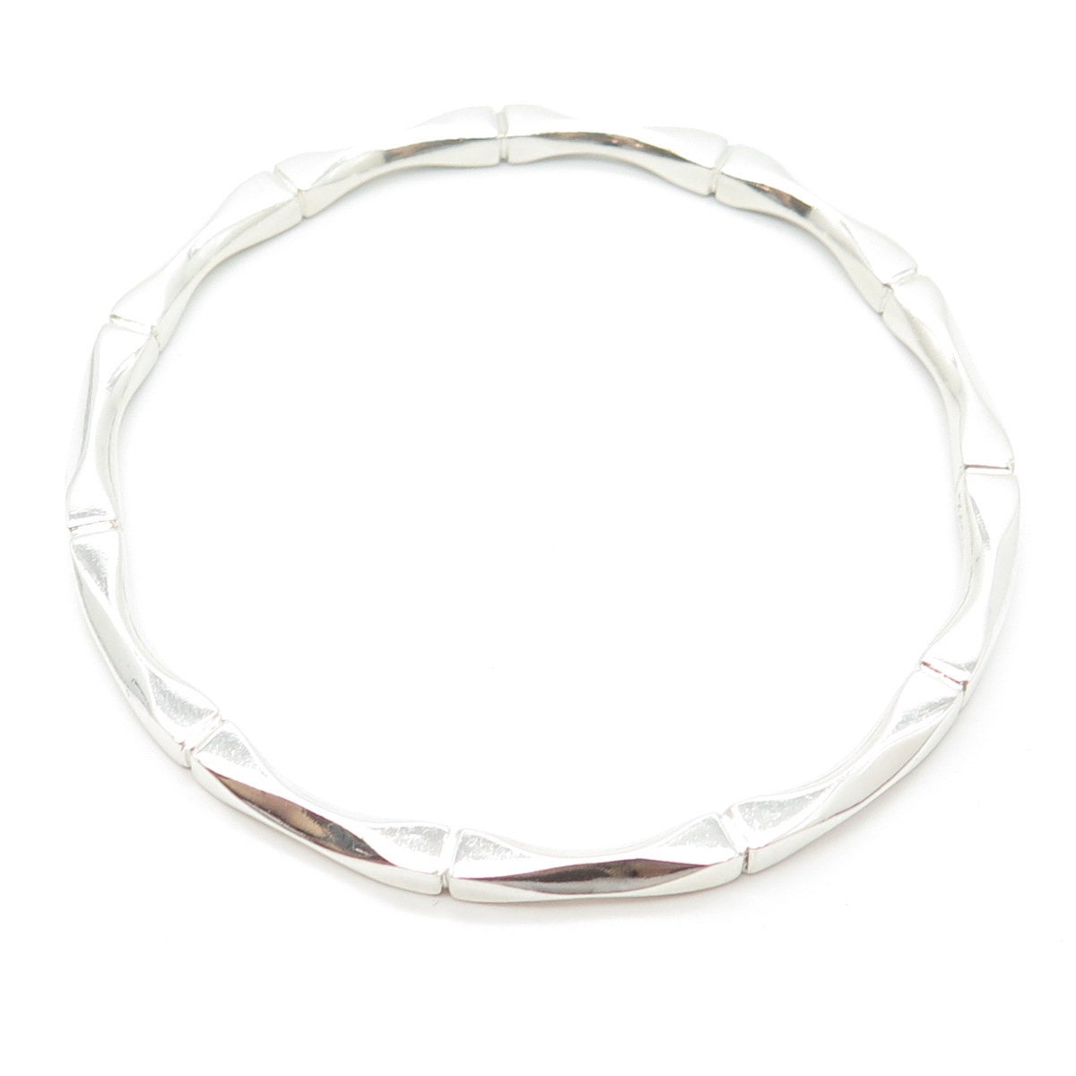 925 Sterling Silver Vintage Mexico Bamboo Bangle Bracelet 8