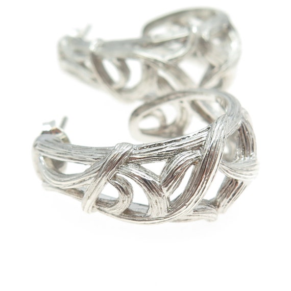 ARIVA 925 Sterling Silver Vintage Ornate Hoop Earrings View 5