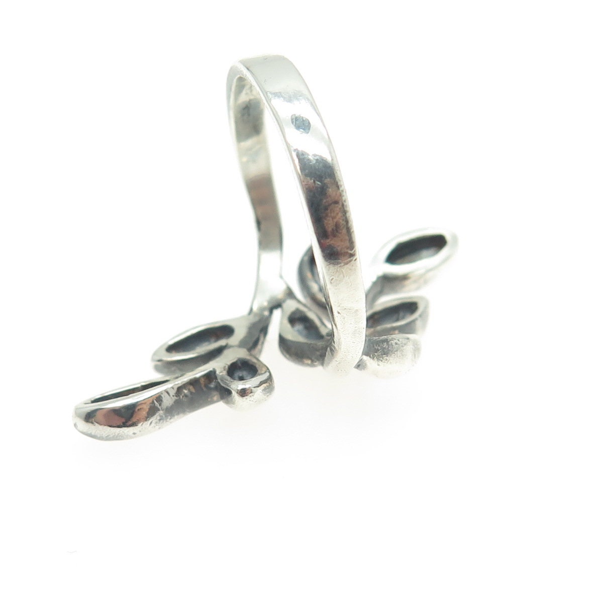 Sterling シルバー925 カエル リング(Free Size) 925 Sterling Silver Vintage Leaf Floral Bypass Ring Size 6.5