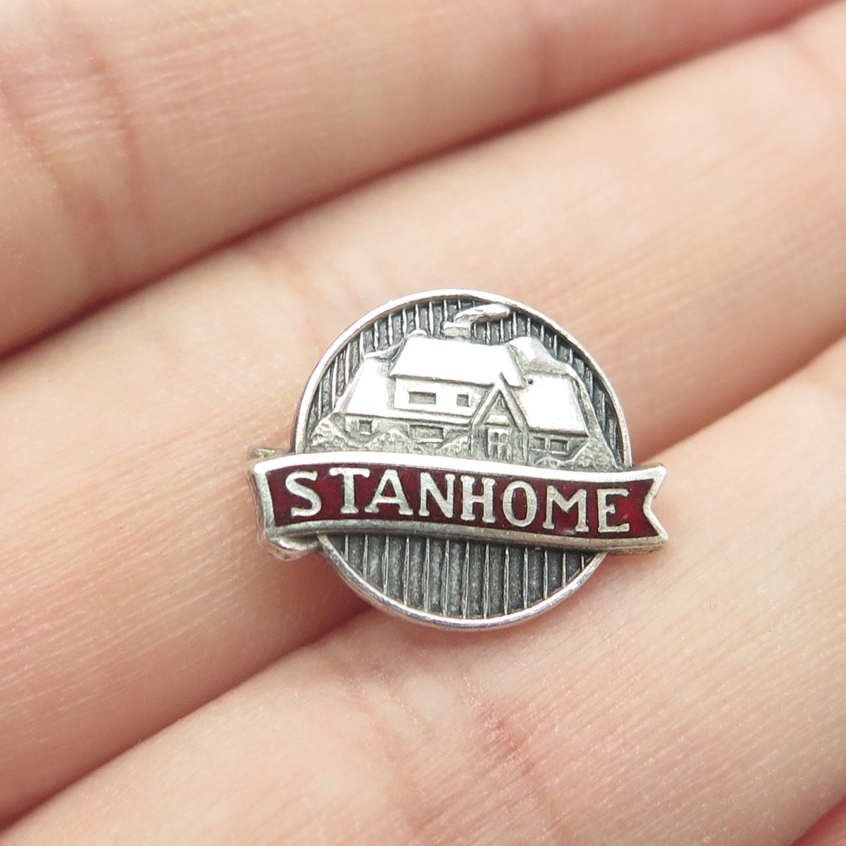 925 Sterling Silver Antique Art Deco Stanhome Home Lapel Pin Brooch 
