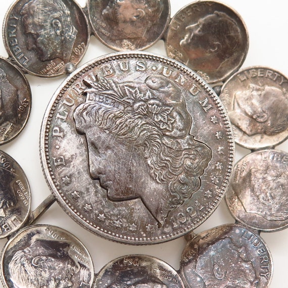 900 Silver Vintage Morgan Dollar and Roosevelt Di… - image 6