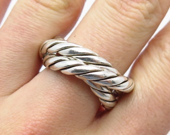 925 Sterling Silver Vintage Mexico Twisted Ring Size 7.75