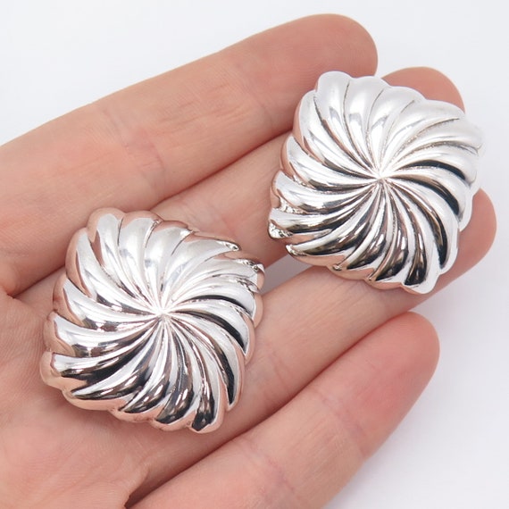 925 Sterling Silver Vintage Italy Ribbed Hollow C… - image 2