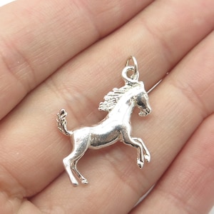 925 Sterling Silver Vintage Racing Horse Charm Pendant