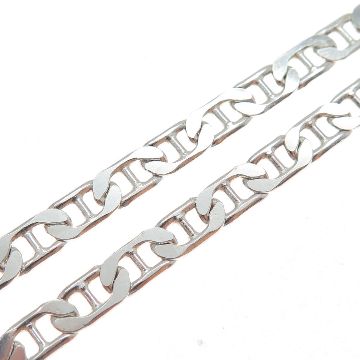 925 Sterling Silver Vintage Italy Anchor Mariner Chain Necklace 18 