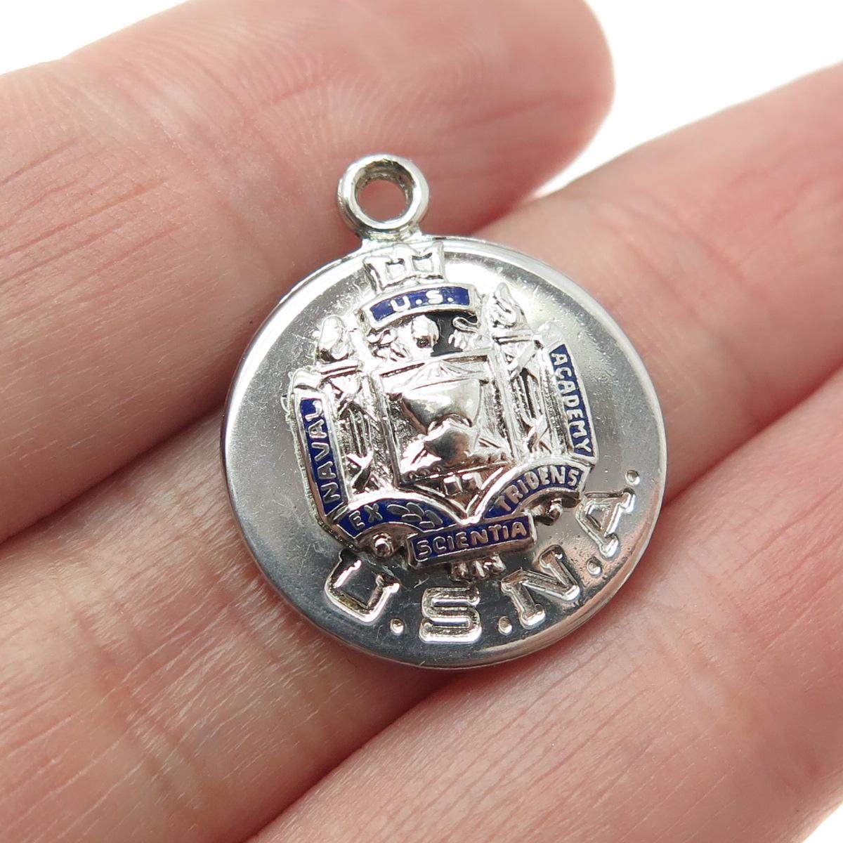 KINNEY 925 Sterling Silver Antique WWII Enamel US Naval Academy