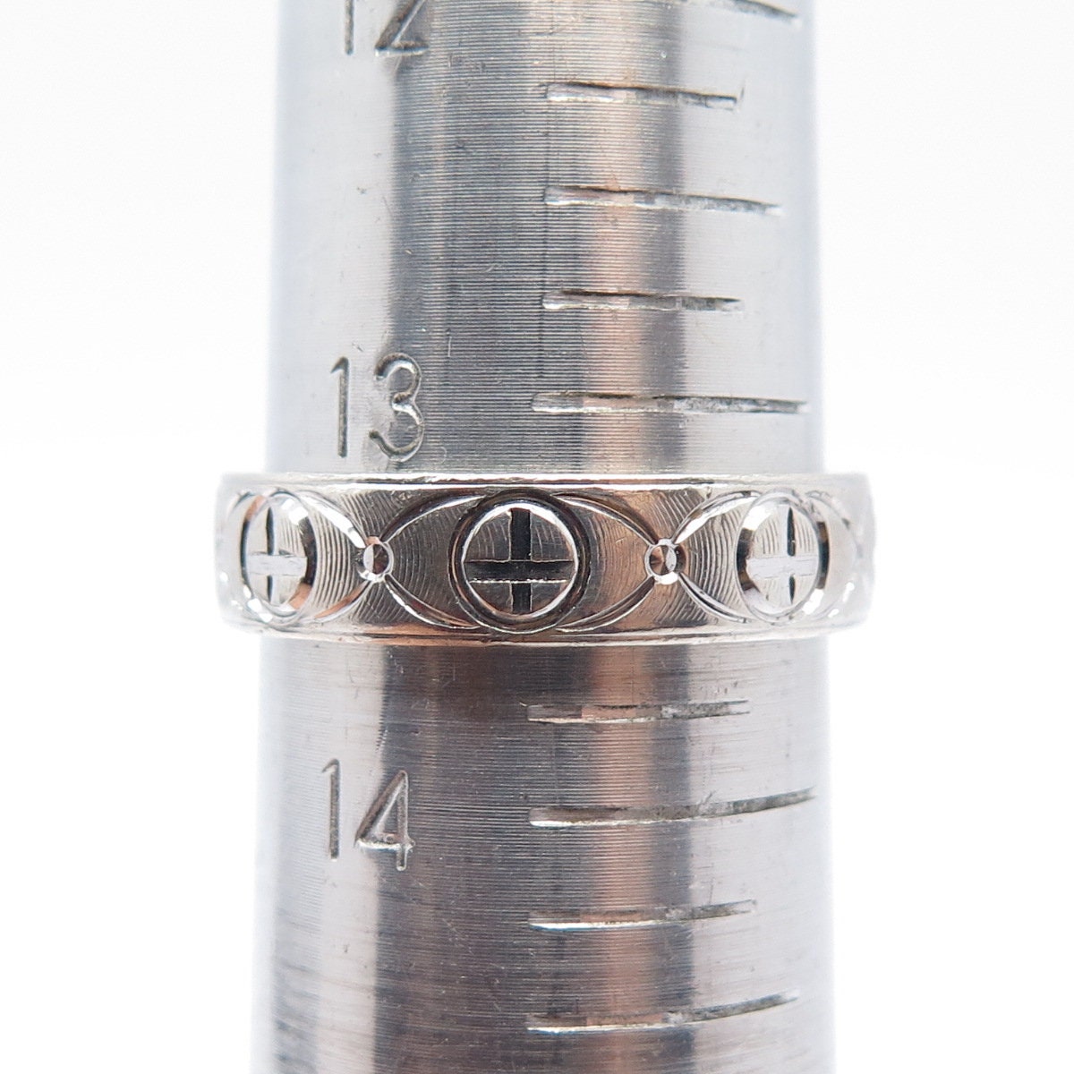 925 Sterling Silver Vintage Textured Cross Band Ring Size