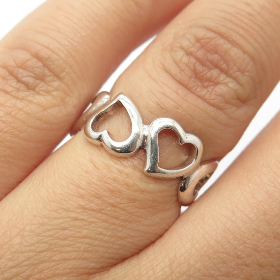 925 Sterling Silver Vintage Open Heart Half Round Ring Size 6 - Etsy