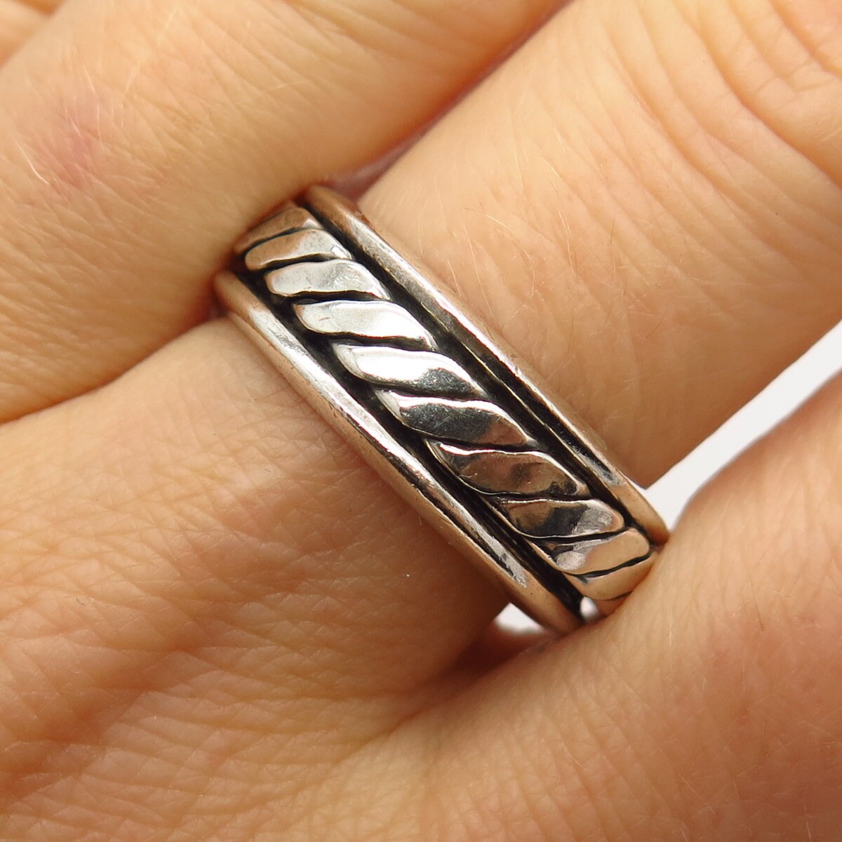 アクセサリー vintage ring 925 silver 925 Sterling Silver Vintage Braided Design Rotating Band
