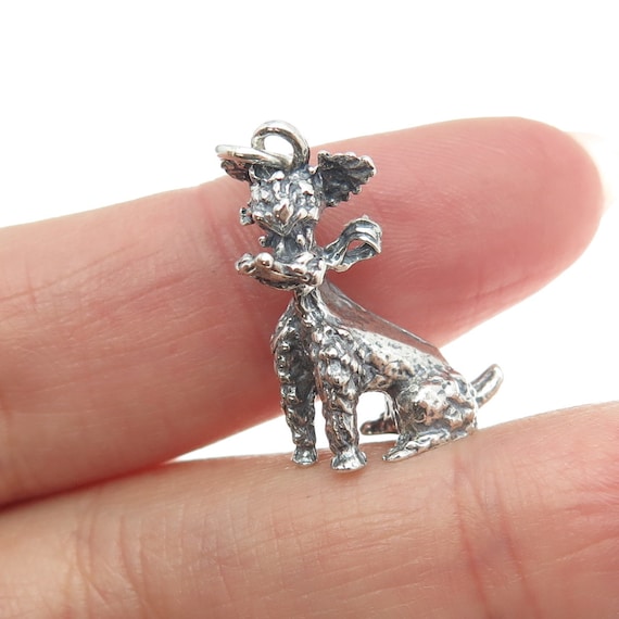 925 Sterling Silver Vintage French Poodle Dog 3D C