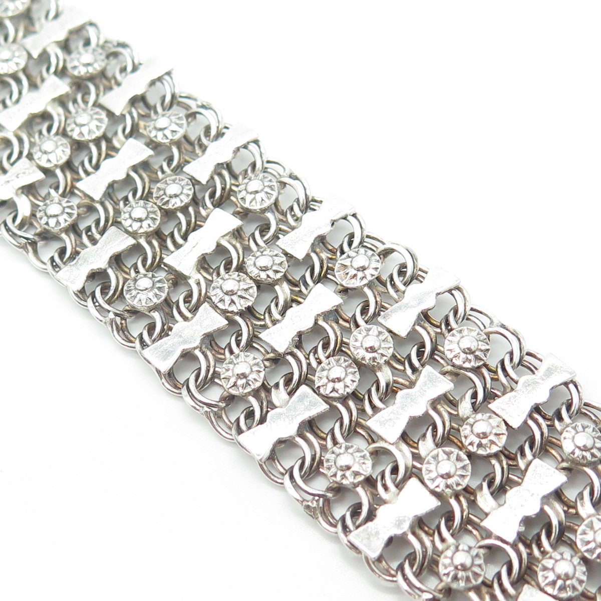 925 Sterling Silver Vintage Mexico Modernist Bracelet 7.5