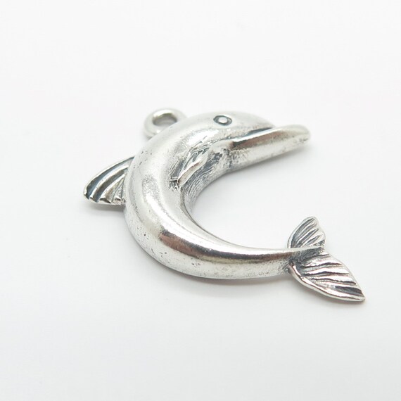 925 Sterling Silver Vintage Friendly Dolphin Pend… - image 4
