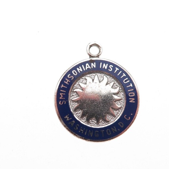 Kinney 925 Sterling Silver Vintage Enamel Smithsonian Institution Charm Pendant View 4