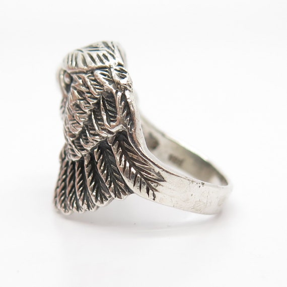 925 Sterling Silver Vintage Eagle Ring Size 9 3/4 - image 4