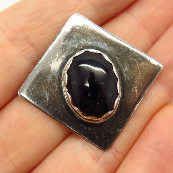 925 Sterling Silver Vintage Real Black Onyx Gemst… - image 1