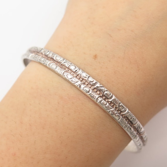 Sterling Silver Granulated Floral Bangle Bracelet Sterling Silver Granulated Floral Bangle Bracelet