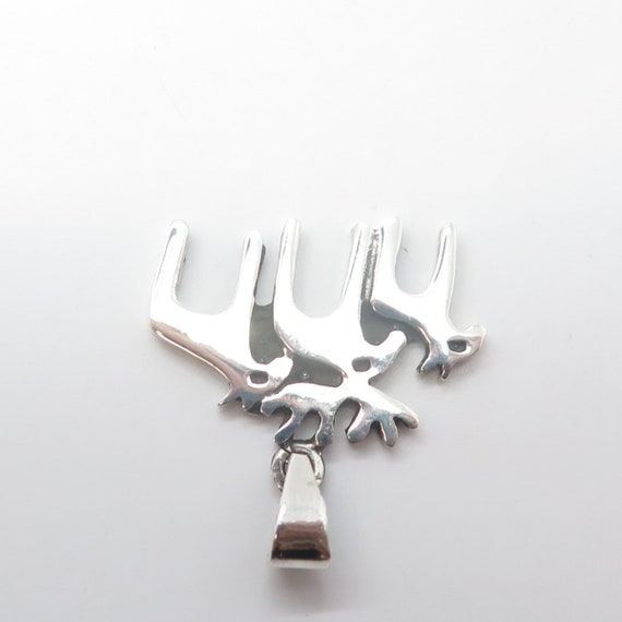 925 Sterling Silver Vintage Moose Family Pendant - image 6