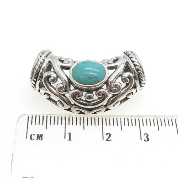 925 Sterling Silver Vintage Real Turquoise Ornate… - image 3