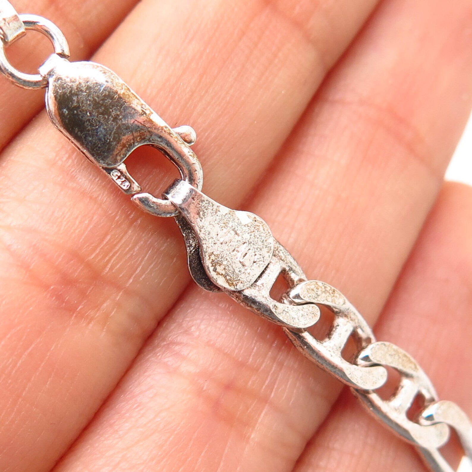 925 Sterling Silver Italy Flat Figaro Chain Necklace 20 Etsy