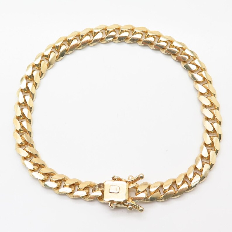 Italy 925 Sterling Silver Gold Plated Cuban Link Bracelet Etsy