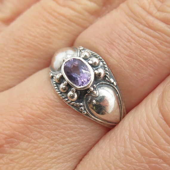 925 Sterling Silver Vintage Real Amethyst Moderni… - image 2