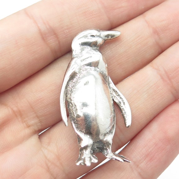 925 Sterling Silver Vintage Penguin Pin Brooch - image 1