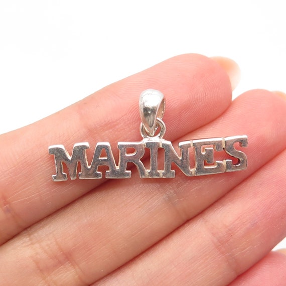 925 Sterling Silver Vintage "MARINES" Logo Pendant - image 1