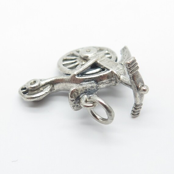 925 Sterling Silver Antique Circus Wheel Pendant - image 6