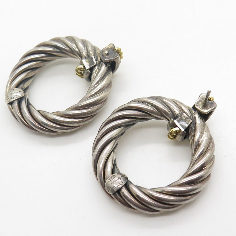 Flli Meregatti Italy 925 Sterling Silver Large Hoop Earrings