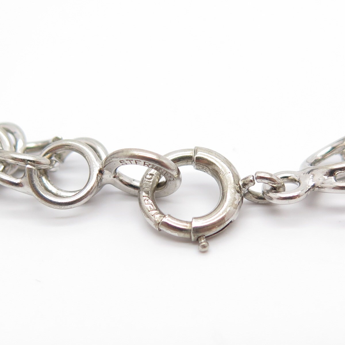 925 Sterling Silver Vintage Double Rolo Link Bracelet 7 1/4