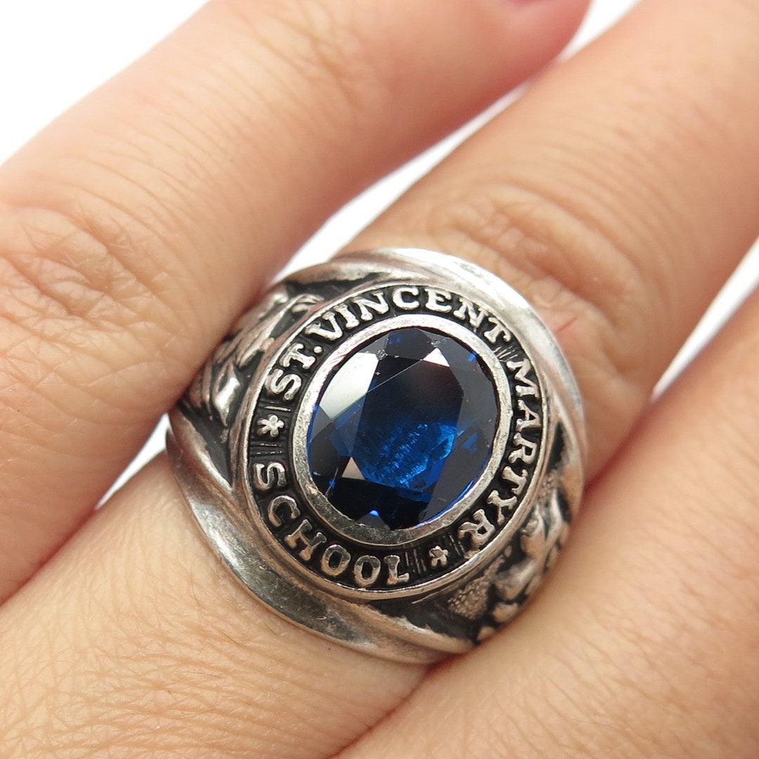 925 Sterling Silver Vintage 1972 Glass St. Vincent Martyr School 