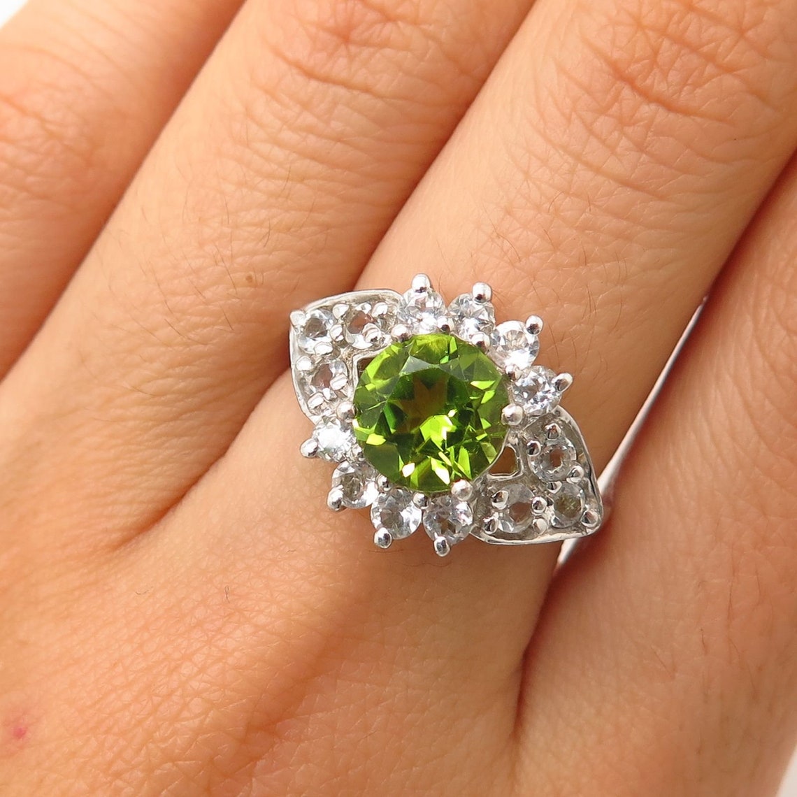 925 Sterling Silver Gemporia TGGC Real Peridot and White Topaz Etsy