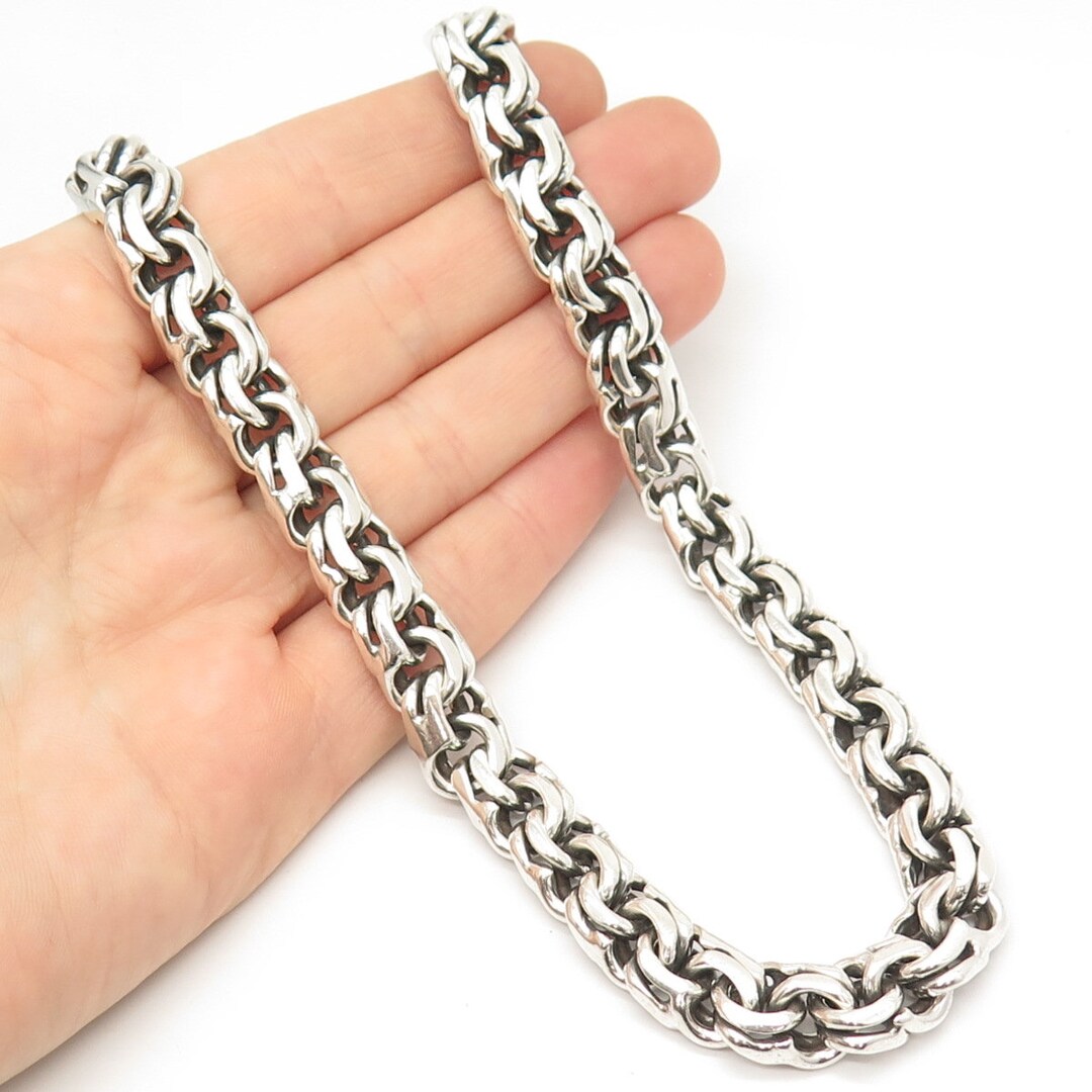 925 Sterling Silver Vintage Mexico Double Rolo Chain