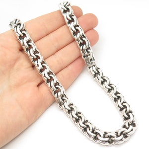 925 Sterling Silver Vintage Mexico Double Rolo Chain Necklace 22&quot;