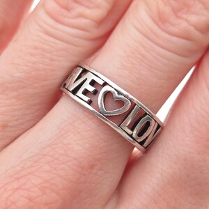 925 Sterling Silver Vintage Love Life Be Brave Oxidized Band Ring