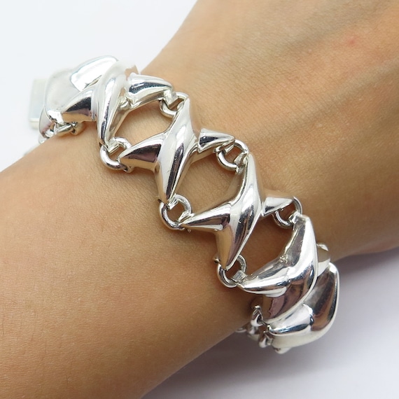アクセサリー MEXICO MADE SILVER925 CROSS BRACELET 925 Sterling Silver Vintage Mexico Wide Cross Link Bracelet 7.5