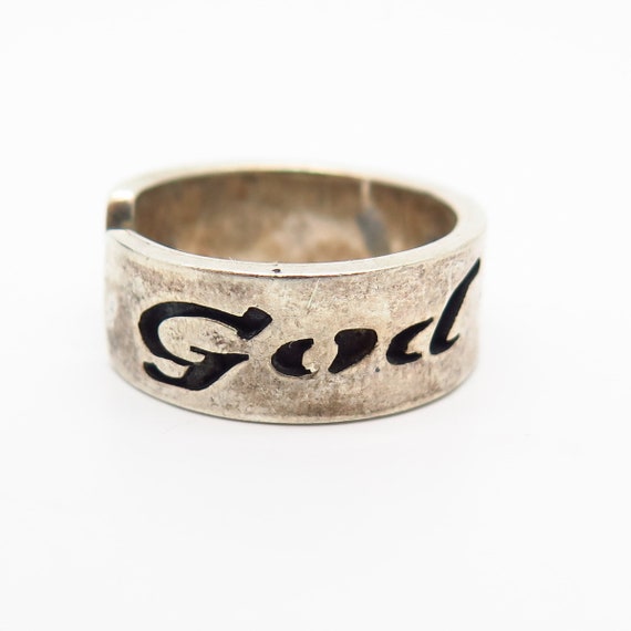 925 Sterling Silver "God Is Love" Band Ring Size … - image 2